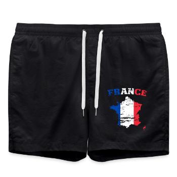 Carte murale de France Drapeau utilisé - Short de bain - noir - Devant - AI Model Male 185 light (185cm)