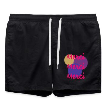 MERCI. THANKS. THANK YOU. ANNIVERSAIRE. NAISSANCE. - Short de bain - noir - Devant - AI Model Male 185 light (185cm)