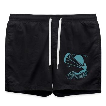 Kitesurfer Silhouette, Kitesurfing Adventure Design - Short de bain - noir - Devant - AI Model Male 185 light (185cm)