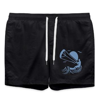 Kitesurfer Silhouette, Kitesurfing Adventure Design - Short de bain - noir - Devant - AI Model Male 185 light (185cm)