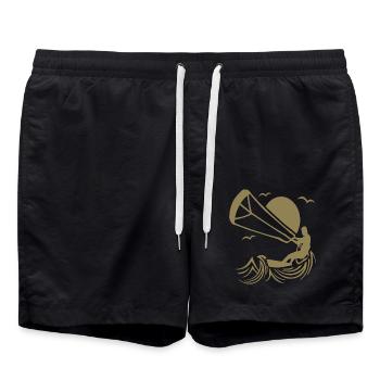Kitesurfer Silhouette, Kitesurfing Adventure Design - Short de bain - noir - Devant - AI Model Male 185 light (185cm)
