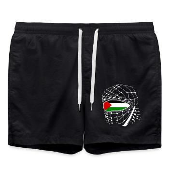 Free palestine Kufiya - Short de bain - noir - Devant - AI Model Male 185 light (185cm)