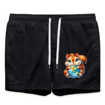 Cute Squirrel Environmental Protection Earth - Swim Trunks - black - Front - AI Model Male 185 light (185cm)