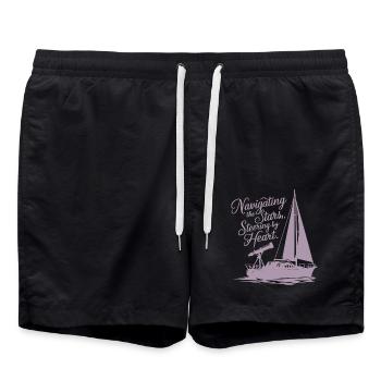Voile, Voilier, Étoiles, Télescope - Short de bain - noir - Devant - AI Model Male 185 light (185cm)