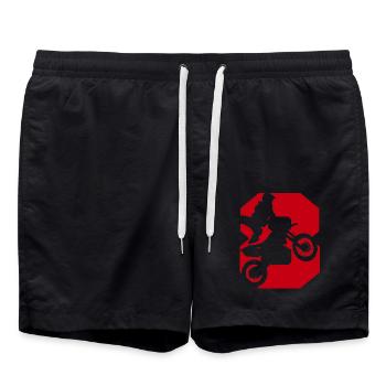 Moto 8 Biker - Badeshorts - Schwarz - Vorne - AI Model Male 185 light (185cm)