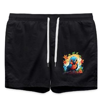 Sweet Cartoon Parrot - Swim Trunks - black - Front - AI Model Male 185 light (185cm)