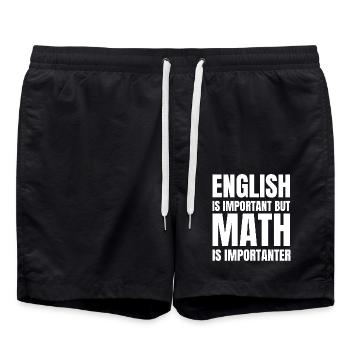 L’anglais est important, mais les mathématiques sont plus importantes - Short de bain - noir - Devant - AI Model Male 185 light (185cm)