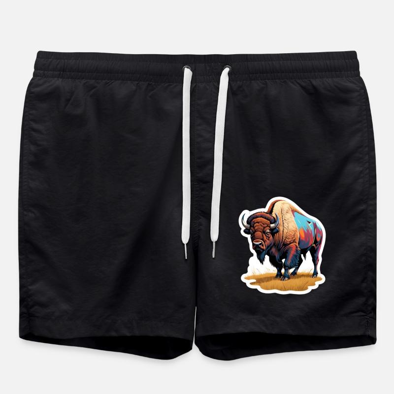 großer Bison - Badeshorts - Schwarz