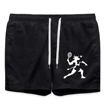 Minimalist Cow Tennis Silhouette - Swim Trunks - black - Front - AI Model Male 185 light (185cm)
