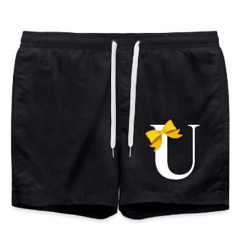 Lettre u nœud jaune - Short de bain - noir - Devant - AI Model Male 185 light (185cm)