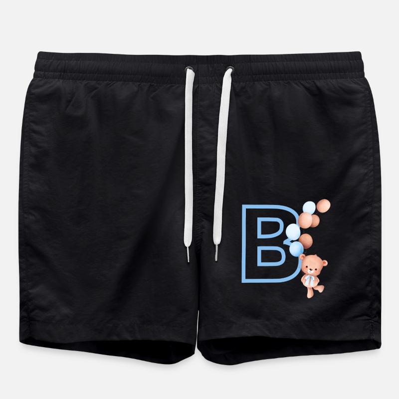 Lettre b bleue ours - Short de bain - noir