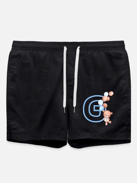 Letter g blue bear - Swim Trunks - black