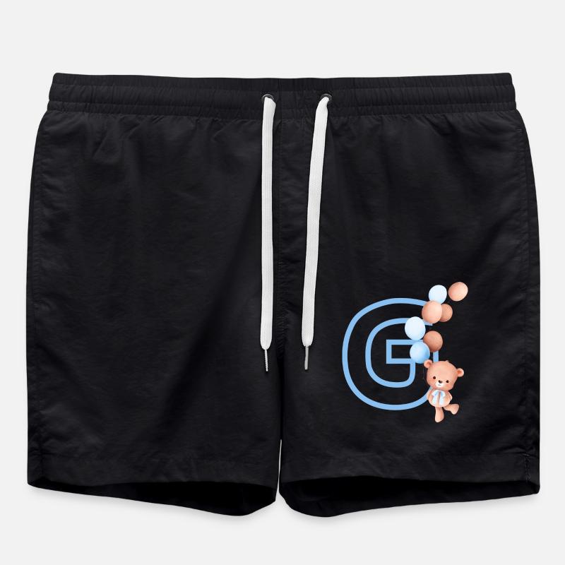 Buchstabe g blauer Bär - Badeshorts - Schwarz