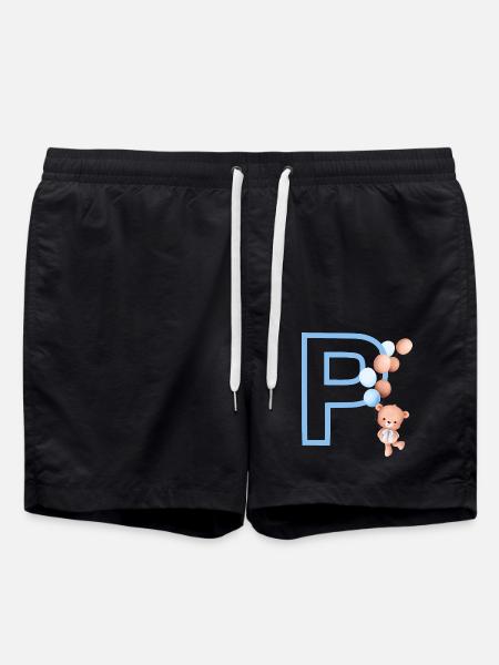 Blauer Buchstabe P Bär - Badeshorts - Schwarz