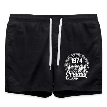 Oktober 1974 Original:50 Jahre Jubiläumsgeschenk - Badeshorts - Schwarz - Vorne - AI Model Male 185 light (185cm)