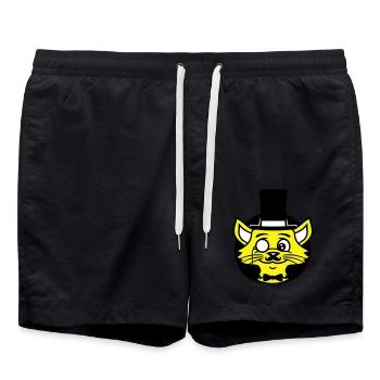 Sir Cat Gentleman Chapeau haut de forme Monocle Rich Gentleman - Short de bain - noir - Devant - AI Model Male 185 light (185cm)