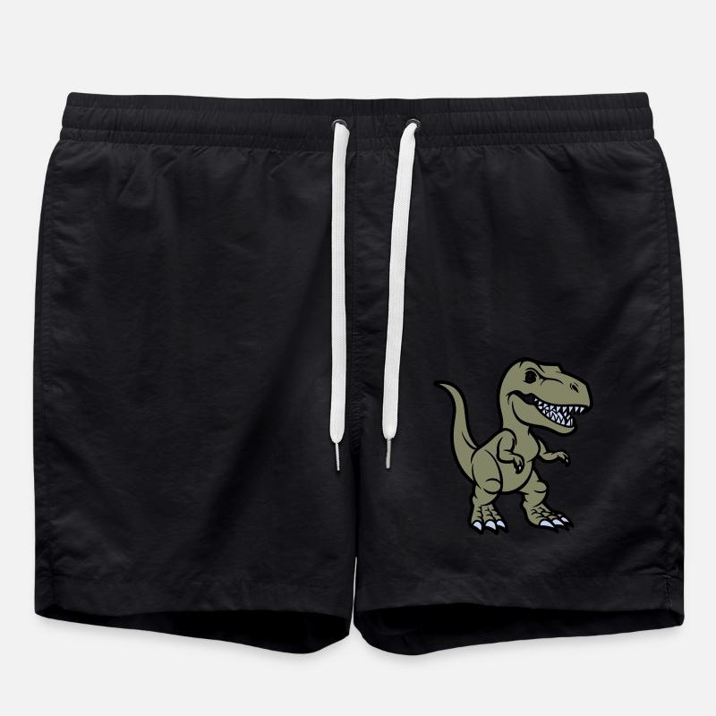 T Rex Comic Dinosaurier - Badeshorts - Schwarz