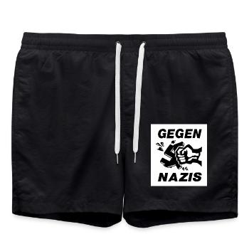 Contre les lettres noires nazies - Short de bain - noir - Devant - AI Model Male 185 light (185cm)