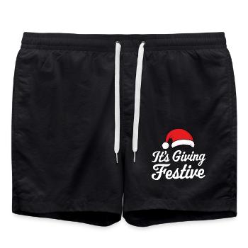 It's Giving Festive - Swim Trunks - black - Front - AI Model Male 185 light (185cm)
