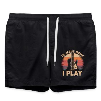 Sons de guitare pour la foi - Short de bain - noir - Devant - AI Model Male 185 light (185cm)