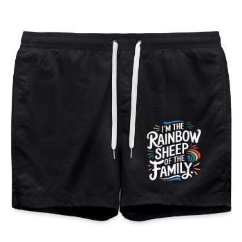 I'm The Rainbow Sheep Of The Family 7 - Badeshorts - Schwarz - Vorne - AI Model Male 185 light (185cm)