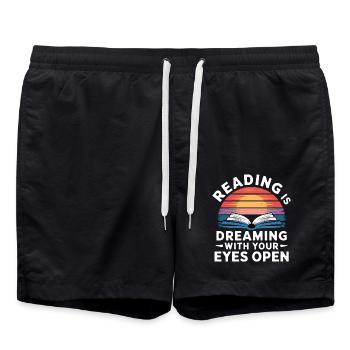 Reading Is Dreaming With Your Eyes Open 11 - Badeshorts - Schwarz - Vorne - AI Model Male 185 light (185cm)