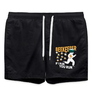 Beekeeper If I Run, You Run Beekeeping Apiarist - Swim Trunks - black - Front - AI Model Male 185 light (185cm)