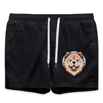 Chow Chow visage chien mignon illustration - Short de bain - noir - Devant - AI Model Male 185 light (185cm)