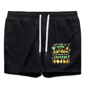 T Shirt Garden Chickens - Swim Trunks - black - Front - AI Model Male 185 light (185cm)