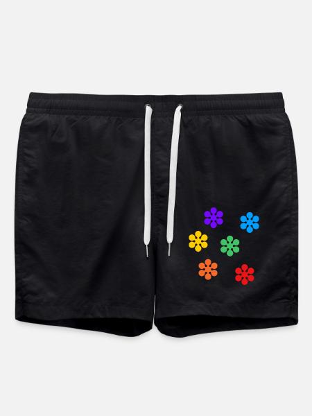 Rainbow Flowers subtle gay pride - Swim Trunks - black