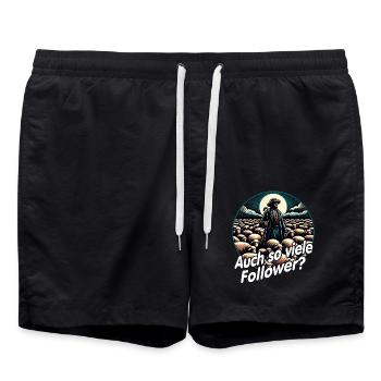 Motif de berger drôle avec berger de troupeau et dicton - Short de bain - noir - Devant - AI Model Male 185 light (185cm)