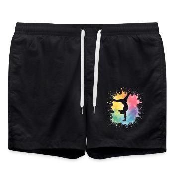 Turnerin Turnen Gymnastik Damen Mädchen Kinder - Badeshorts - Schwarz - Vorne - AI Model Male 185 light (185cm)