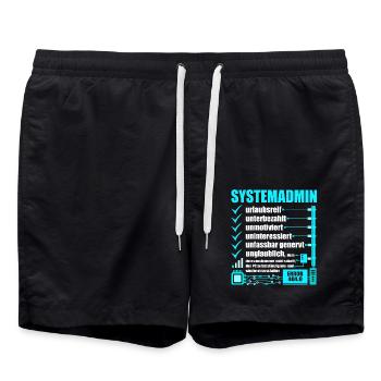 Systemadministrator, IT-Support, Netzwerkadmin, PC - Badeshorts - Schwarz - Vorne - AI Model Male 185 light (185cm)