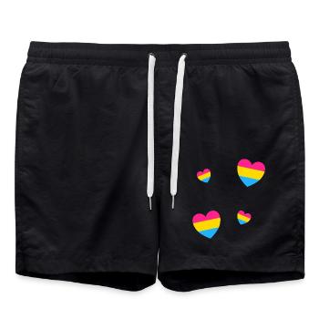 Pansexuelle Flagge Herzen - Badeshorts - Schwarz - Vorne - AI Model Male 185 light (185cm)