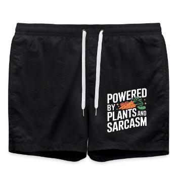 Vegetarian Vegan Veggie Vegetarian - Swim Trunks - black - Front - AI Model Male 185 light (185cm)
