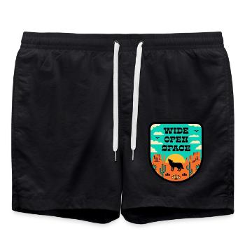 Wüste im retro stil - Badeshorts - Schwarz - Vorne - AI Model Male 185 light (185cm)