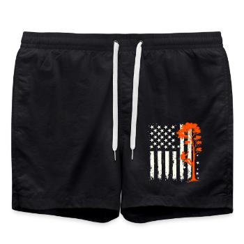 Drapeau Arboriculteur - Cadeau Bûcheron Forestier - Short de bain - noir - Devant - AI Model Male 185 light (185cm)