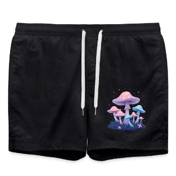 Champignons magiques - Art mystique de la forêt - Short de bain - noir - Devant - AI Model Male 185 light (185cm)