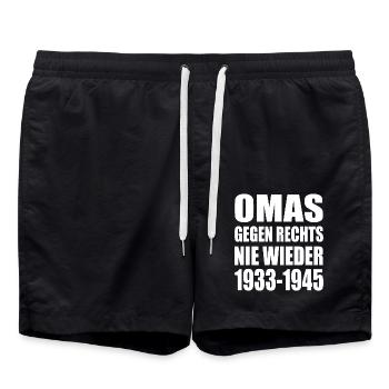 Omas gegen rechts - Badeshorts - Schwarz - Vorne - AI Model Male 185 light (185cm)
