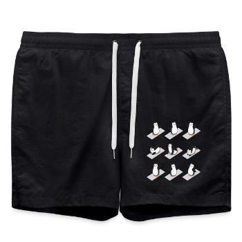 Pingouin Yoga Drôle - Short de bain - noir - Devant - AI Model Male 185 light (185cm)
