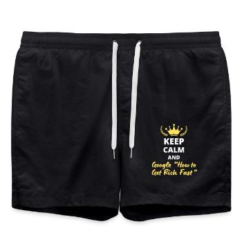“Keep Calm and Google ‘How to Get Rich Fast’” - Short de bain - noir - Devant - AI Model Male 185 light (185cm)