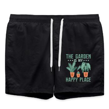 The Garden Is My Happy Place Gardening Botanical - Badeshorts - Schwarz - Vorne - AI Model Male 185 light (185cm)