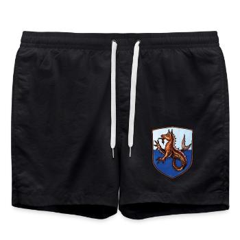 Coat of arms Kelpie Seahorse - Swim Trunks - black - Front - AI Model Male 185 light (185cm)