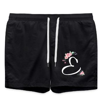 Lettre e fleurs - Short de bain - noir - Devant - AI Model Male 185 light (185cm)
