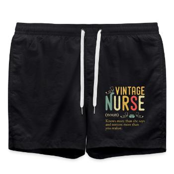 Vintage Nurse Definition Funny Registered Nursing - Swim Trunks - black - Front - AI Model Male 185 light (185cm)