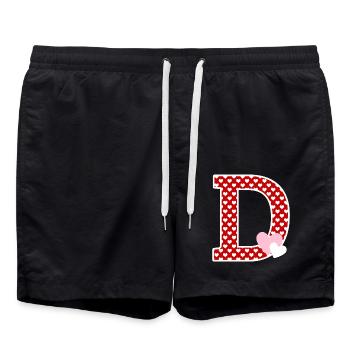 Buchstabe D Herz - Badeshorts - Schwarz - Vorne - AI Model Male 185 light (185cm)