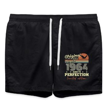August 1964 Birthday August 1964 Vintage August 1964 - Swim Trunks - black - Front - AI Model Male 185 light (185cm)