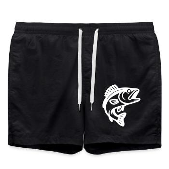 Fisch Silhouette - Badeshorts - Schwarz - Vorne - AI Model Male 185 light (185cm)
