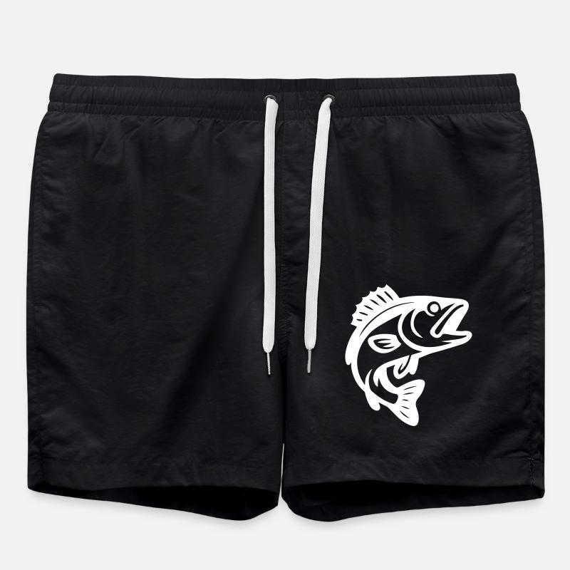 Fish Silhouette - Swim Trunks - black