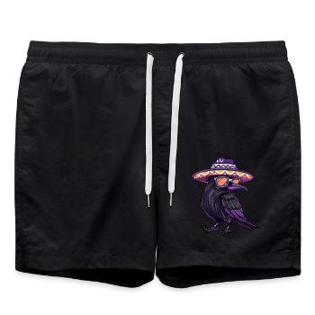Raven Crow Comic Funny Sombrero - Swim Trunks - black - Front - AI Model Male 185 light (185cm)